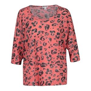 Tribal Oversized Animal Leopard Print Drop Sleeve Lightweight Top Size Medium